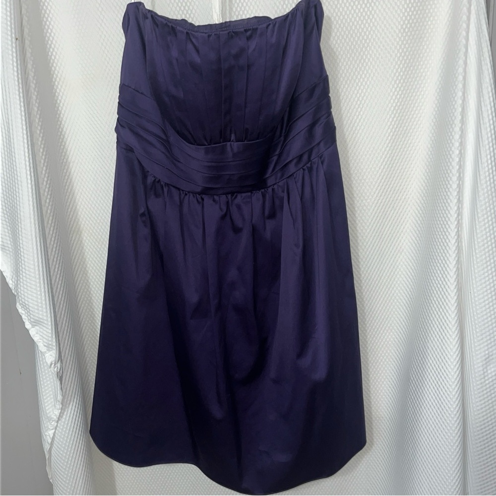 David's Bridal Purple Strapless Cocktail Dress